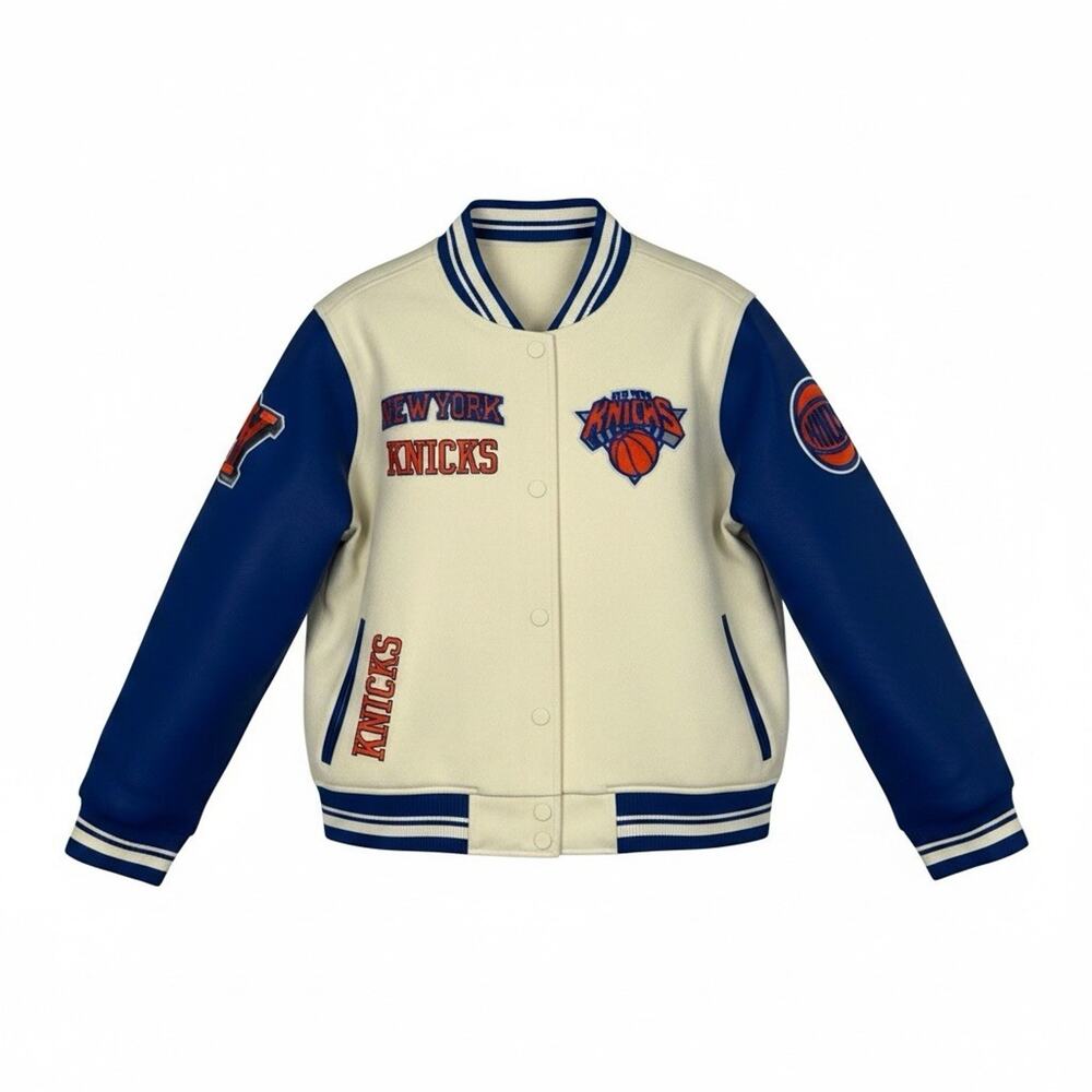 Size L Pro Standard New York Knicks Retro Varsity Jacket NBA Blue Women’s